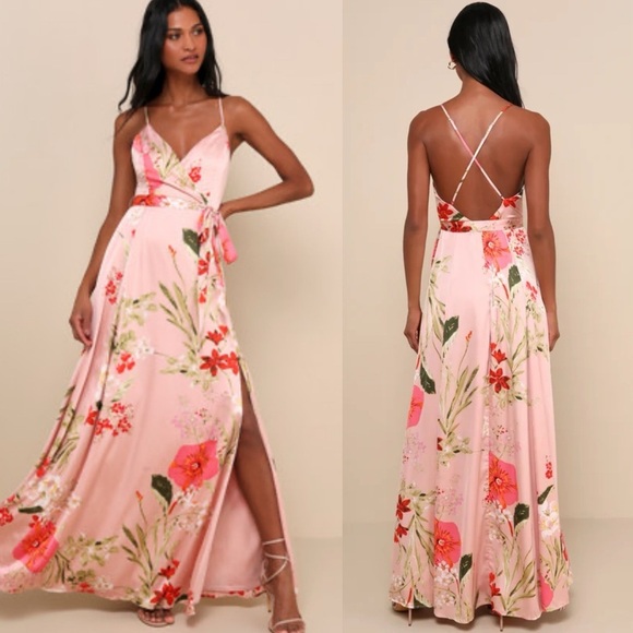 Lulu’s | NWT “Still the One” Floral Maxi Satin Strappy Dress - Picture 2 of 12